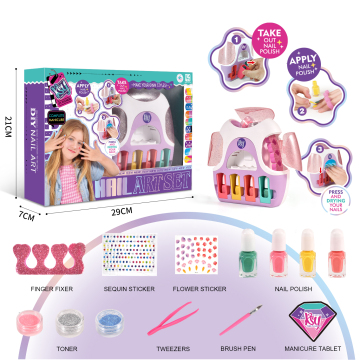 Kids' Nail Art Studio: Pretend Play Makeup Set with Nail Polish, Dryer, and Stickers for Girls