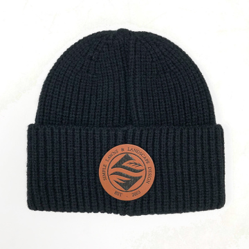 Custom Patch Logo Solid Color Acrylic Knitted Winter Caps