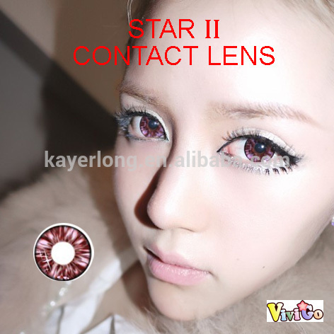 wholesale fashion 5tone color contact lenses yearly used STAR II red