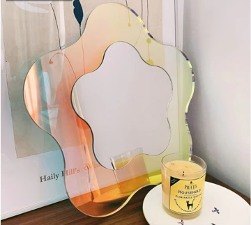 Modern Star Flower Round Shape Mirror - Colorful Makeup Decorative Mirror for Living Room & Hotel Villa