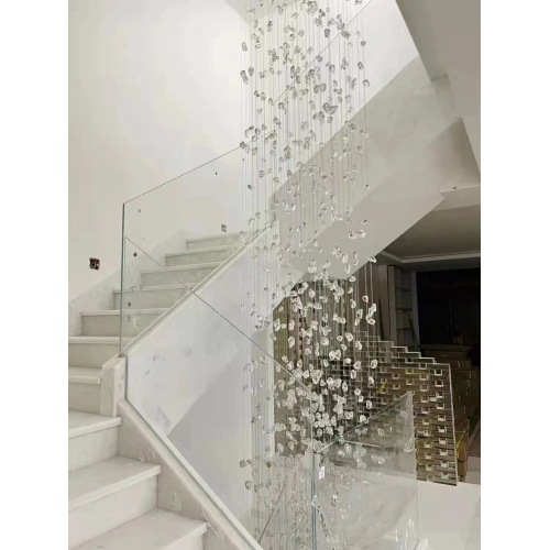 Villa Decor Crystal Glass Stone Spiral Staircase Chandelier