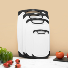 White Plastic Chopping Board Set with Handles, 4 Piece Kitchen Set