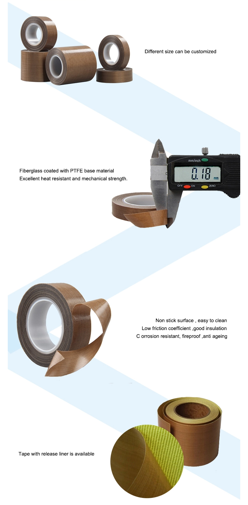 High Temperature Resistant PTFE Coated Fabric Adhesive Tape