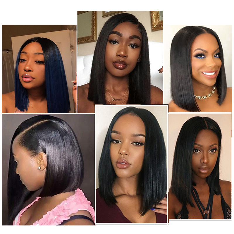 Pre Plucked Short Bob Full Lace Human Hair Wigs For Black Women Wet Wavy Lace Front Wig With Baby Hair Bleached Knots