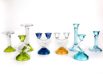 unique colored glass candle holders for sale sets