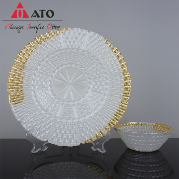 White Glass Charger Plates Glasses Flower Dinner Plate