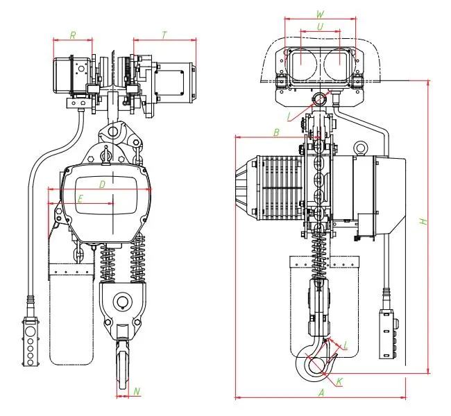 1ton Electric Lifting Chain Hoist with Hook Fixed Type