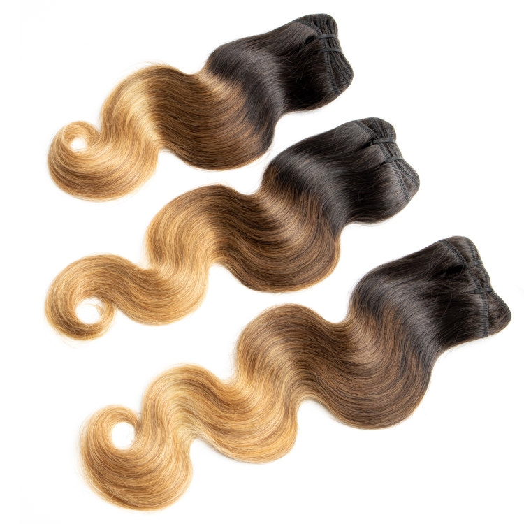 Wholesale Brazilian Human Hair Bundles With Lace Closure Body Wave Brazilian Virgin Hair T1b/4/27 Ombre Color Hair Extention