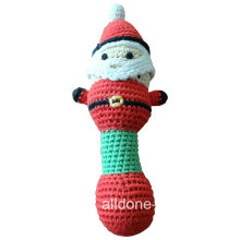 Custom OEM Hand Crochet Christmas Beard Santa Rattle Teething Toy
