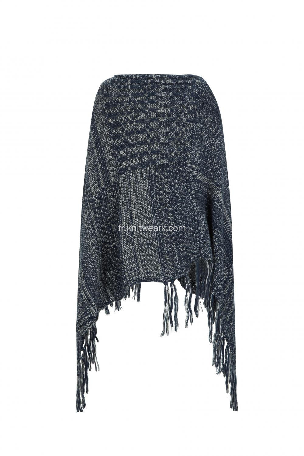 Poncho bohème tricoté pour femmes en fil châle AB