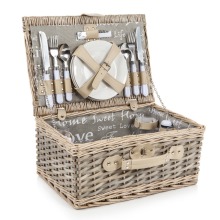 Decorative Craft Grey Willow Wine Gift Make Wicker Picnic Basket Set