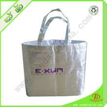 Silver Gift Bag For Shopping And Gift Packing Waterproof Plastic Non Woven Tote Bag