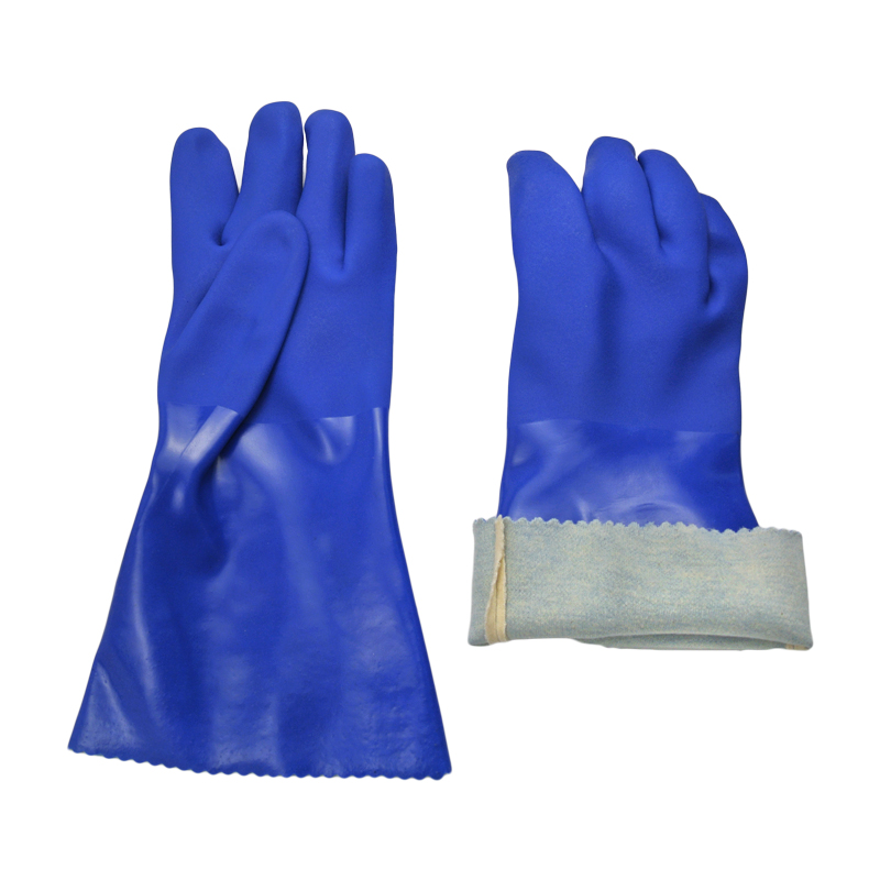 Blue PVC coated gloves 14''