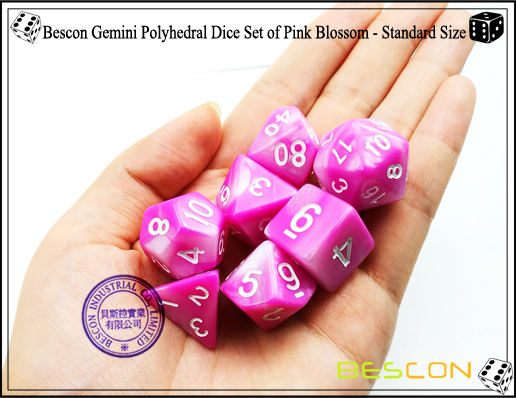 Bescon Gemini Polyhedral Würfel Set von Pink Blossom-2 Bescon Gemini Polyhedral Dice Set of Pink Blossom-2