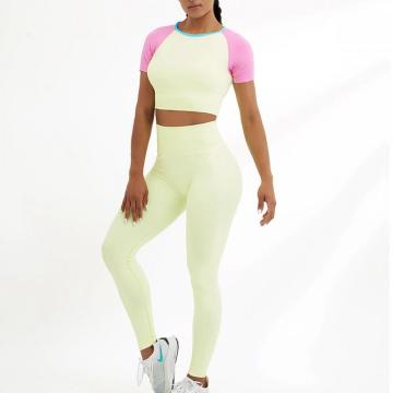 Women seamless crop top and yoga legging