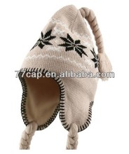 Fashion Jacquard Pom Pom Free Knitting Pattern Hat Beanie