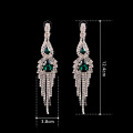 Green Crystal Fashion Dangle Earrings Silver Rhinestone