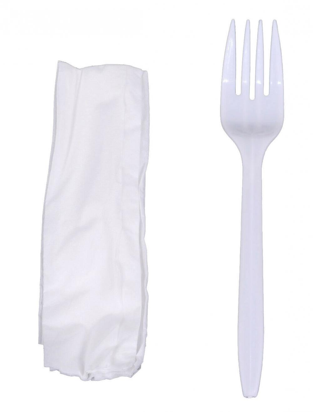 Napkins with Silver Plastic Cutlery Set