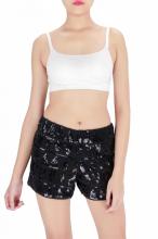 black shorts with sequin and beads embroiderd
