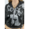 Custom Ladies Vintage Print Retro Zipped Track Jacket