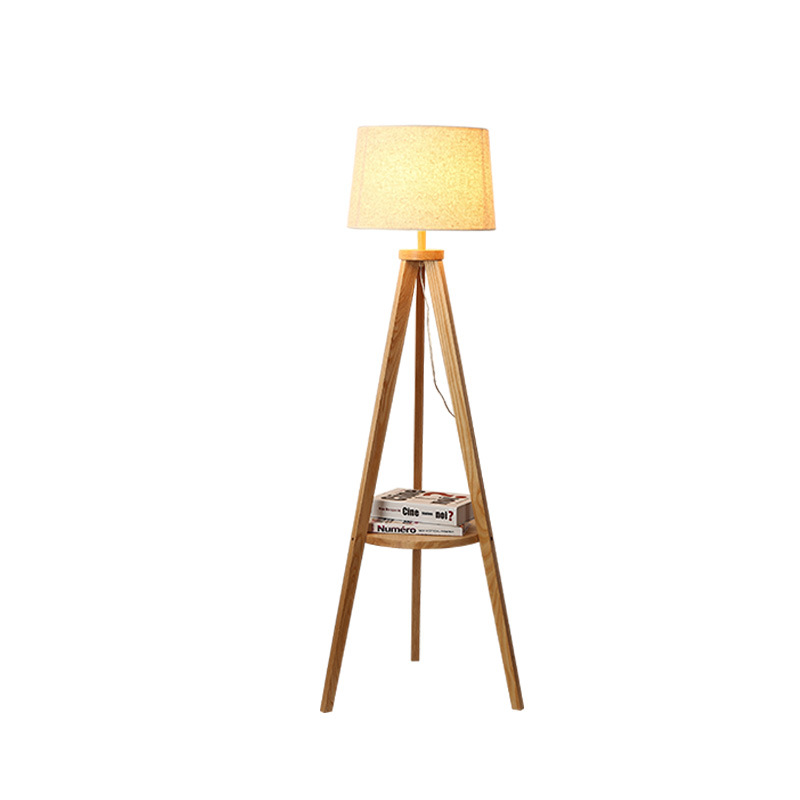 Brown Wooden Floor Lamp