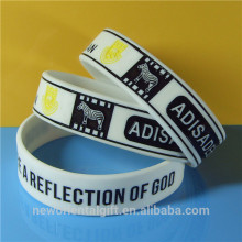 debossed color filled animal bracelet , 20mm engraved rubber bands