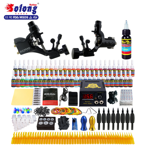 Solong 54Color Inks Grips Tips Rotary Tattoo Machine Kit 2 Pro Gun Beginner Tattoo Set