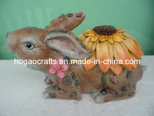 Polyresin Resin Easter Garden Sunflower Rabbit