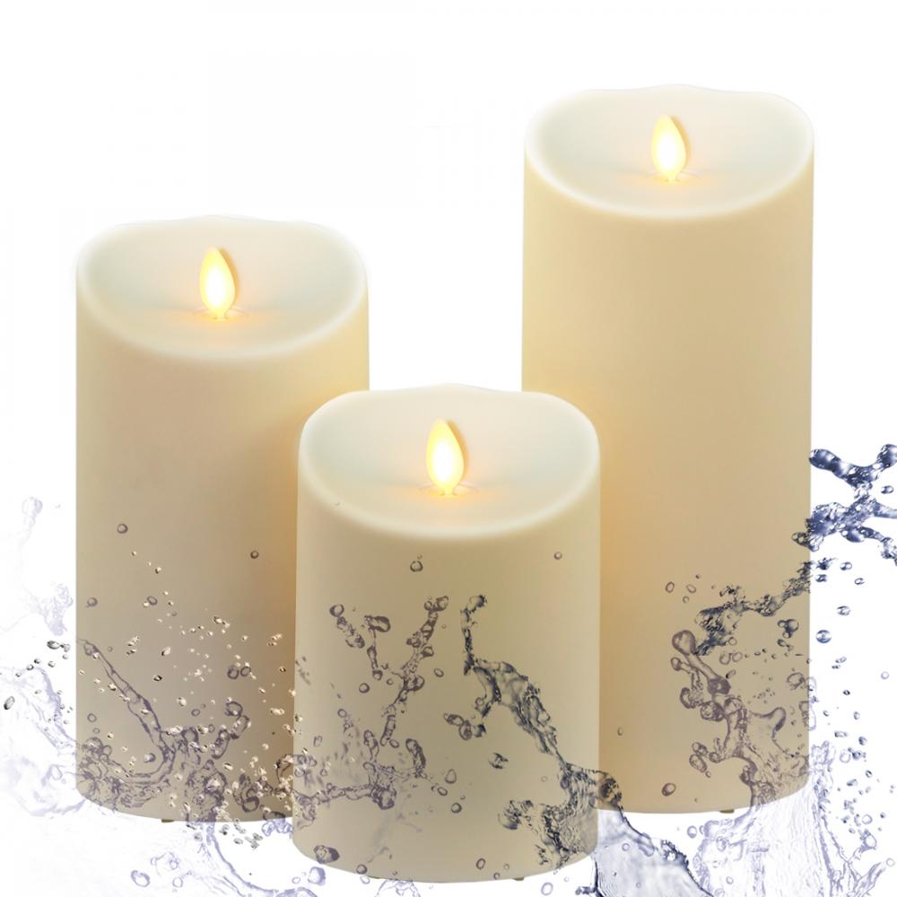 3 Pack Outdoor Flameless LED Candles With Timer