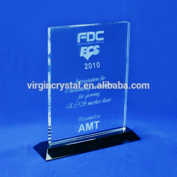 Crystal blank rectagnle plaque awards with black base