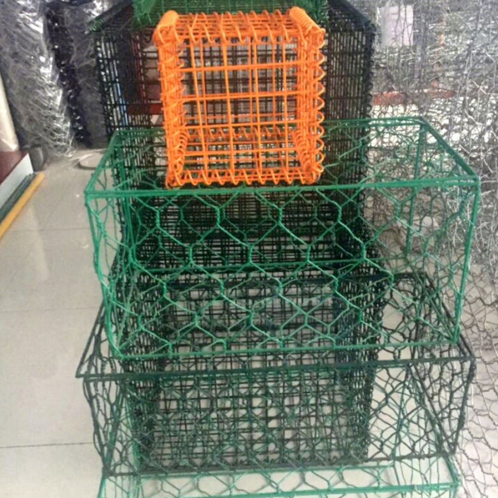 Sechseckiger Gabionenkorb aus mehrfarbigem PVC – ANJIA ANJIA Group – multi-color PVC coated hexagonal gabion basket sample stacking display