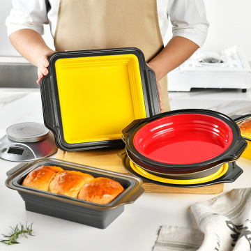 Foldable Silicone Bakeware Moulds: Round, Square, Rectangle Loaf Toast Bread Cake Pan Trays