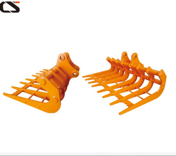 Excavator rake land cleaning rake root rake grapple