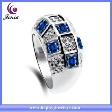 Fashion finger ring blue crystal high quality 18k white gold plated wedding ring ( YWR2014794-1)