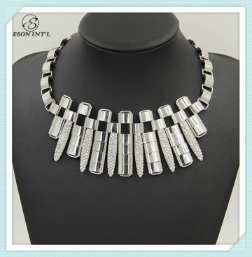 2015 New Designed Silver Unique Alloy Bars Collar Necklace