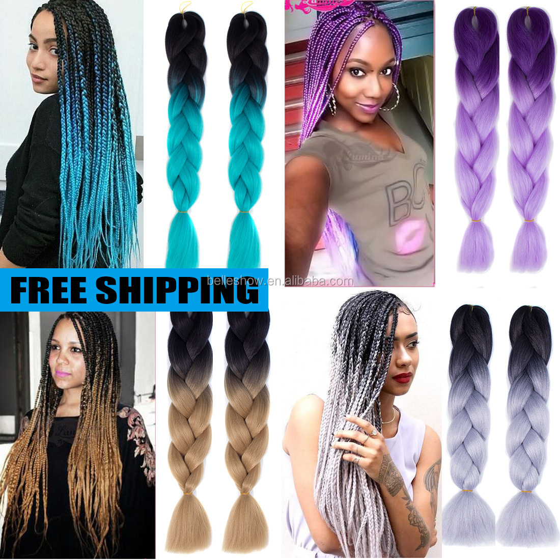 Hot sell Crochet hair weaves Synthetic Ombre Braiding Hair Jumbo Box Braids for Making Small Twist jumbo braiding hair