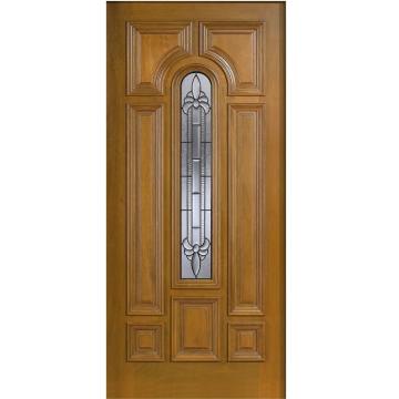 Glass Beveled Patina Solid Wood Front Door Slab