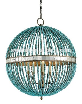Turquoise Marble designer chandelier unique wrought iron pendant light