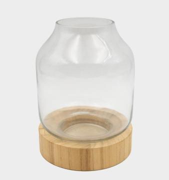Perfect Durability Fantastic Glass Candle Holder Wood Base