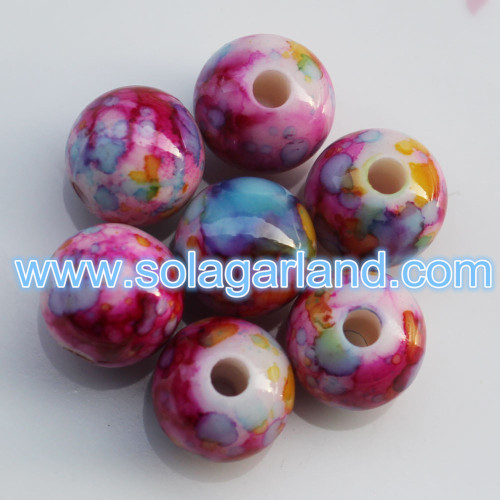 12MM 14MM Kunststoff Runde Loose Spacer Painted Chunky Beads
