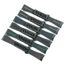 ROLEX Yachts GMT Release Leather Watch with Rubber Strap Pin Buckle - 20mm Unisex