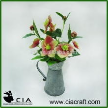 Metal Watering Can Potted Silk Flowers for wholeselling Bonsai