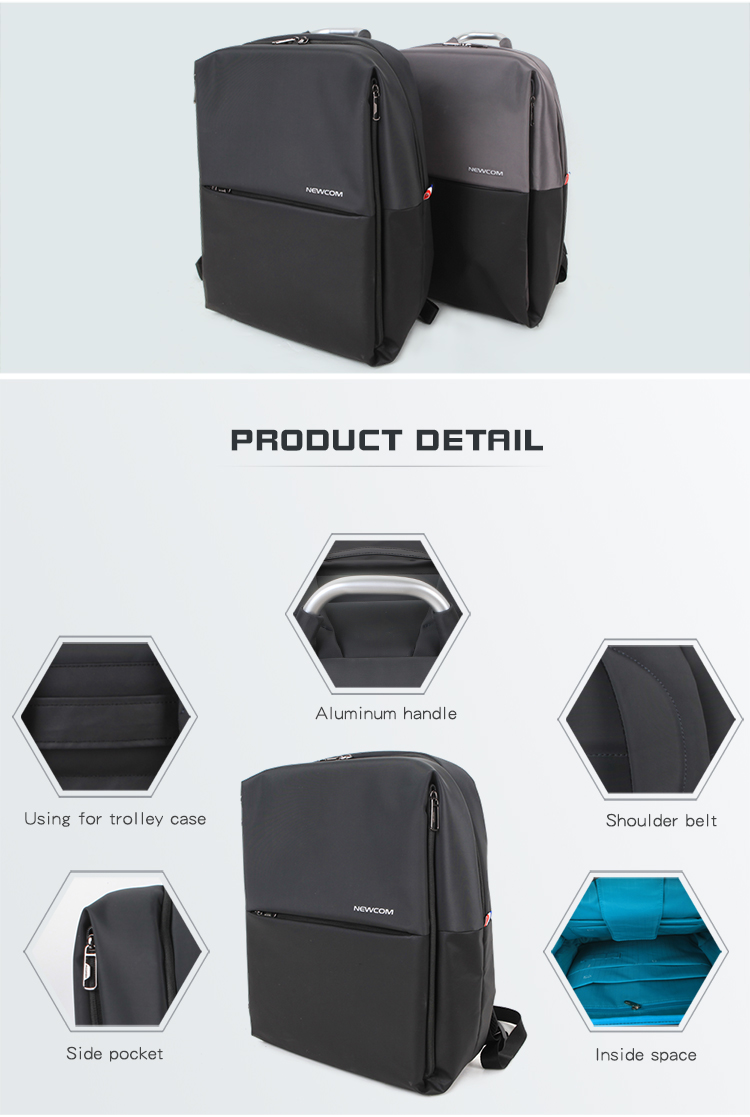 Newcom Fashion Polyester College Student Men Bags Waterproof Business Laptop Backpack