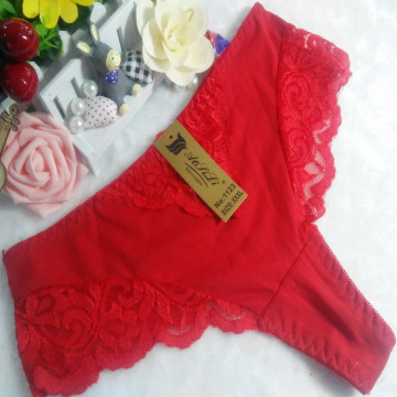 OEM wholesale China red sexy thong comfortable lace elastic fancy underwear 1123