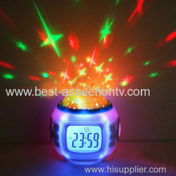 Better Sleep Music Starry Star Sky Projection Alarm Clock With Calendar And Thermometer