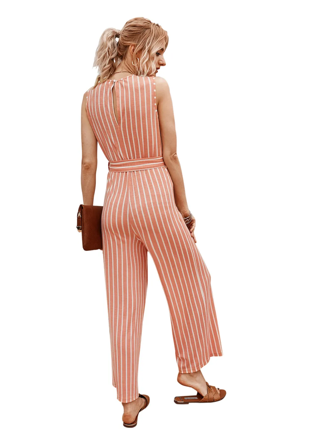 Hot Style New Summer Striped Jumpsuit Fashion Life Vest Casual Women's Pants