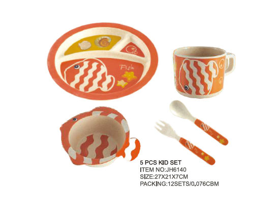 Round Bamboo Fiber Baby Dish Set