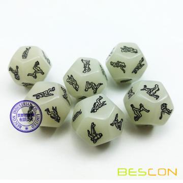 Glowing 12 Sides Love Dice Lover Posición de sexo Luminous Dice para parejas de adultos Dirty Dice Game Diversión para adultos Juguetes sexuales Juegos