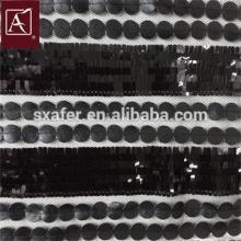 Sequin & Leather Ribbon Embroidery Fabric