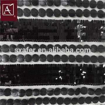 Sequin & Leather Ribbon Embroidery Fabric